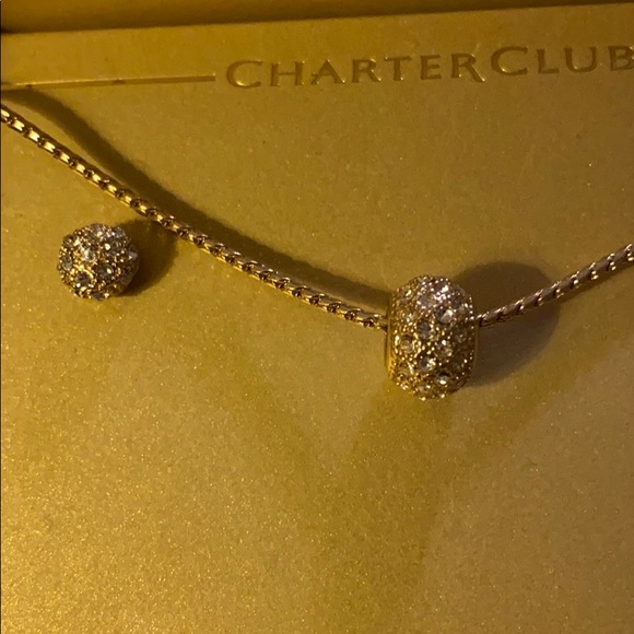 Gold bar necklace and matching earrings - Picture 4 of 7